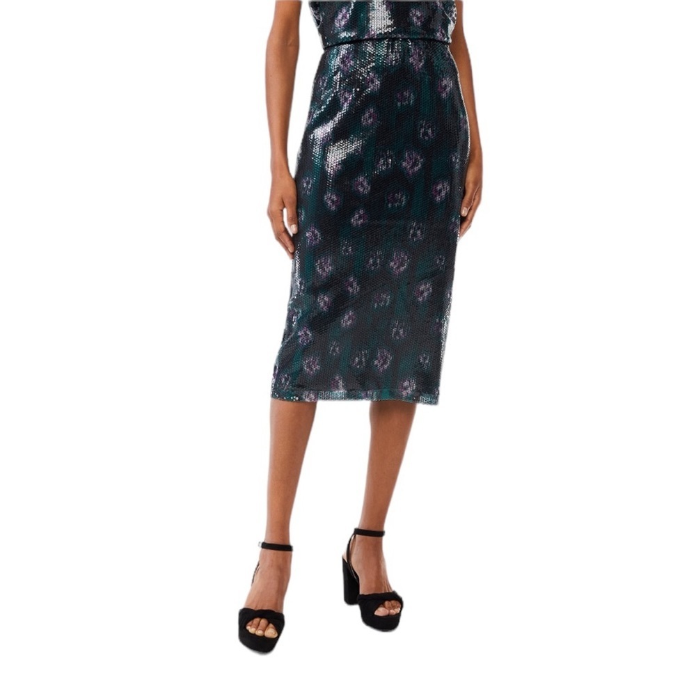 Scoop Women's Printed Sequin Midi Pencil Skirt Size L (12-14) NWT